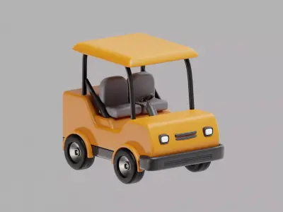 Golf Cart Cartoon Low-poly 3D model