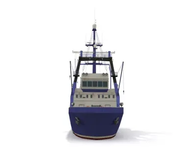 Trawler fishing boat Low-poly 3D model