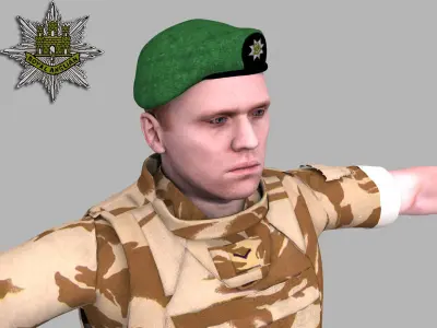 British Royal East Anglian Desert Rigged Soldier 3D model