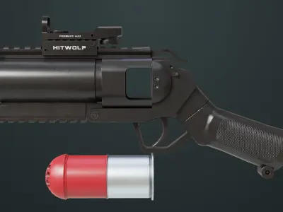 Grenade Launcher 07  All PBR Unity UE Textures Low-poly 3D model