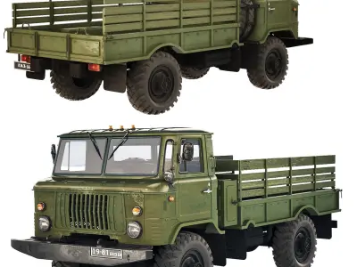 GAZ 66 1965  flatbed body 3D model