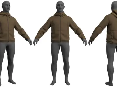 Military Tactical Fleece Jacket Helikon Tex - Marvelous Designer 3D model