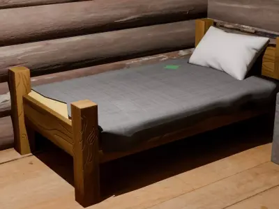 Pack furniture made of wood Free low-poly 3D model