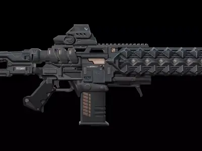 PSHW Sting Sci-Fi Rifle Compact Bullpup SMG Game Ready Low-poly 3D model
