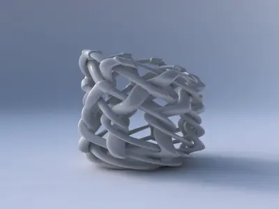 Bowl cylindrical with interlacing soft edged lattice and ribb... 3D model