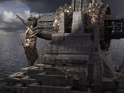 Ancient gods Maze Temple dungeon Kit bash 3D model