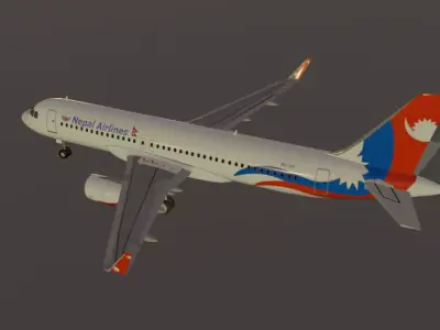 Nepal airlines airbus a320-232 low poly 3D Model Low-poly 3D model