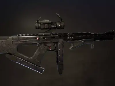 Tactical Thompson SMG Low-poly 3D model