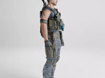 Servival Game Ready rigged character Low-poly 3D model