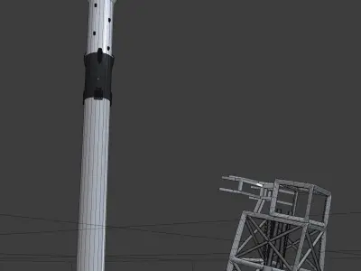 Launch falcon 9 with smoke 3D model
