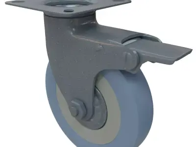 Heavy Duty Swivel Castor Wheel with Mounting Plate 3D model