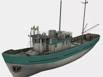 fishing boat Low-poly 3D model