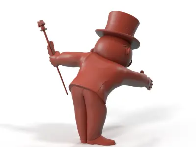 Mr Monopoly Handshake Pose for 3D Print 3D print model