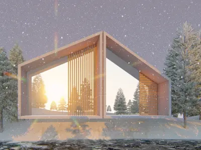 House in middle of lake Free 3D model