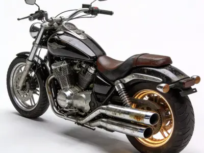 Realistic 80s Classic Cruiser Motorcycle 3D Model Low-poly 3D model