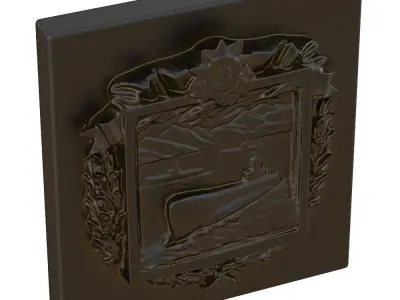 Military Submarine Metal Bas-relief 3D model