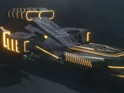 Sci Fi SpaceShip Low-poly 3D model