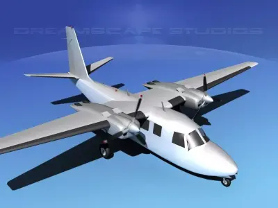 Aero Commander 560 Bare Metal 3D model