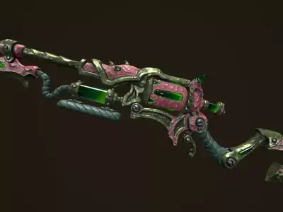 Modular toxic rifle shotgun revolver axe knife Free low-poly 3D model