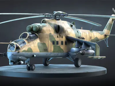 Mi-24 Helicopter Low-Poly Low-poly 3D model