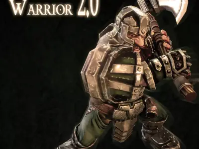 Dwarf warrior animated game model Low-poly 3D model