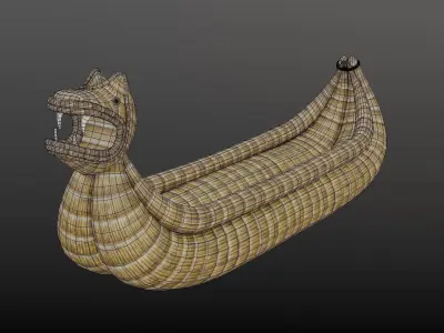 Cattail boat - Barco de totora 01 - Low poly 3D model