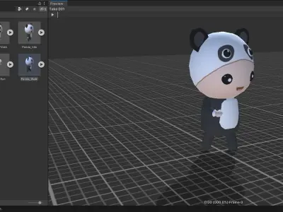 Chibi Panda Animated For Games Free low-poly 3D model
