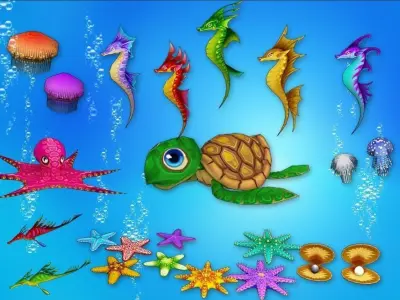 Cartoon Sea Animals Low-poly 3D model