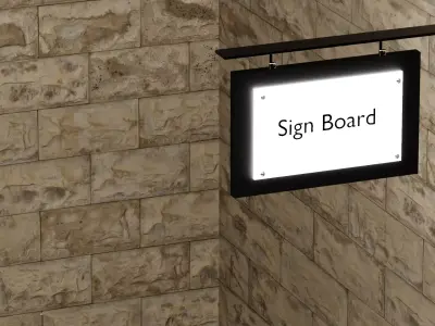 Sign Board on Wall 3D model