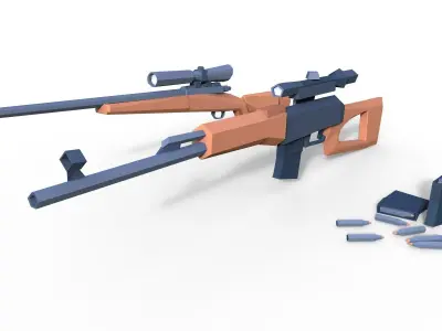 Dragunov Sniper Rifle Low Poly Free low-poly 3D model
