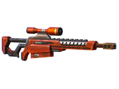 LowPoly Cartoon Sci-Fi Sniper Rifle Future Low-poly 3D model