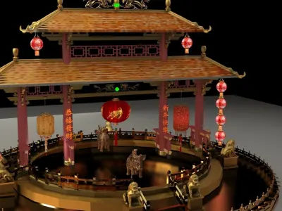 Chinese ancient gate 3D model