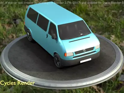 City Car 57 Commercial Minibus Type-C Blue Low-poly 3D model