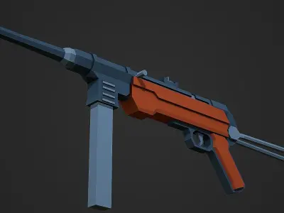 Stylized Mp-40 SMG Low Poly Mobile Ready Low-poly 3D model