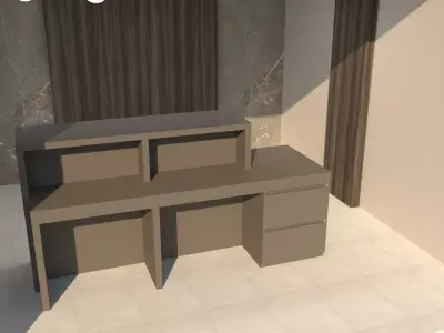 Modern Hotel Reception Desk Low-poly 3D model