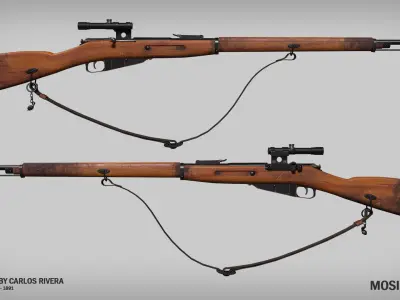 Mosin-Nagant 1891 Low-poly 3D model