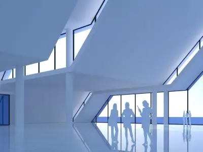 Car showroom - Exhibition interior and exterior Low-poly 3D model