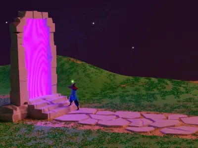 Portal Lowpoly stone monument with light Free 3D print model