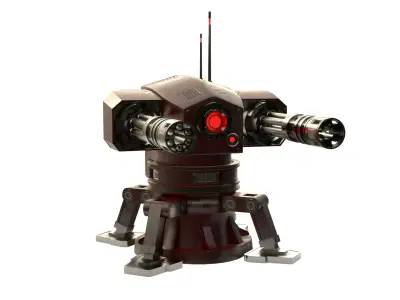 Sci-Fi Turret Gun Low-poly 3D model