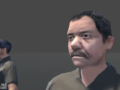 Characters pack - guards and prisoners Low-poly 3D model