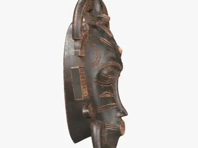 African masks Senufo Bird Low-poly 3D model