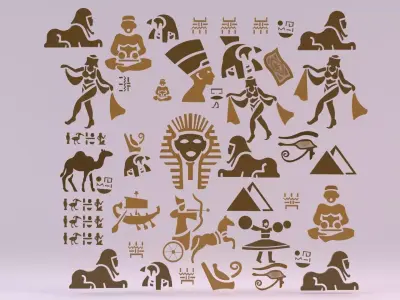 Egyptian Symbols - 029 Low-poly 3D model