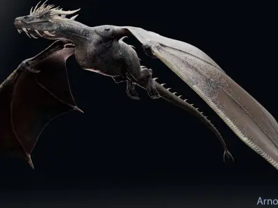 Dinosaur Wyvern Type Dragon 1 Low-poly 3D model