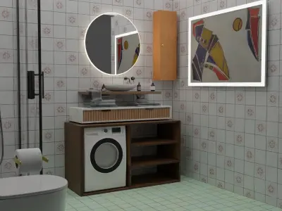 Modern Mini Bathroom Interior Design Free low-poly 3D model