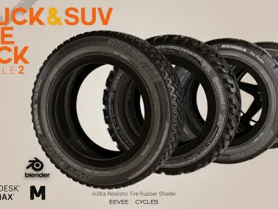 TRUCK - SUV Tire Pack Bundle 2 Low-poly 3D model