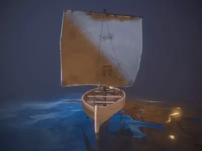 Knarr - Medieval Sailboat Low-poly 3D model Low-poly 3D model