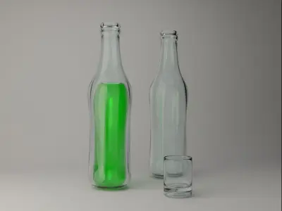  Soda bottle and glass 3D model