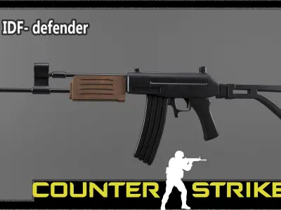 5 weapon Rifles in counter strike Low-poly 3D model