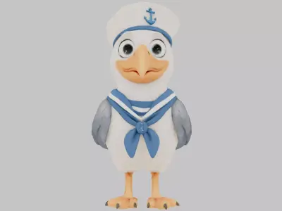 Sailor Seagull 3D Model Low-poly 3D model