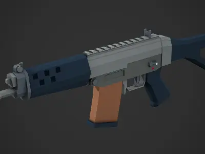 Stylized Sig Sg 552 Low Poly Mobile Ready Low-poly 3D model